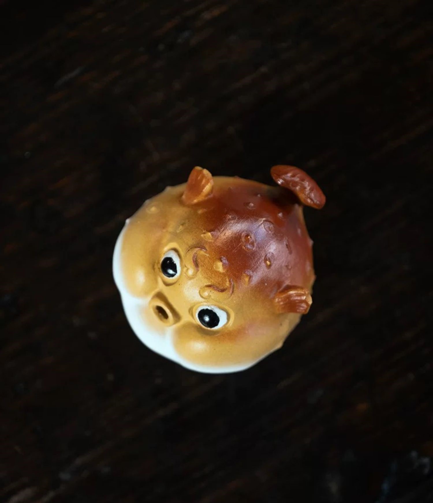 Cute Puffer Figurine, Ceramic Balloonfish Tea Pet/Incense Holder