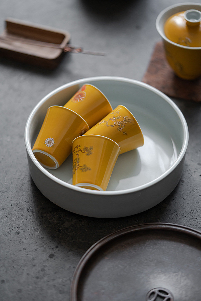 Yellow Flower Tea Cup Set (4pcs) 40ml