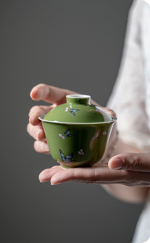 Butterfly Pattern Gaiwan, Multi Color Choice Porcelain 100ml