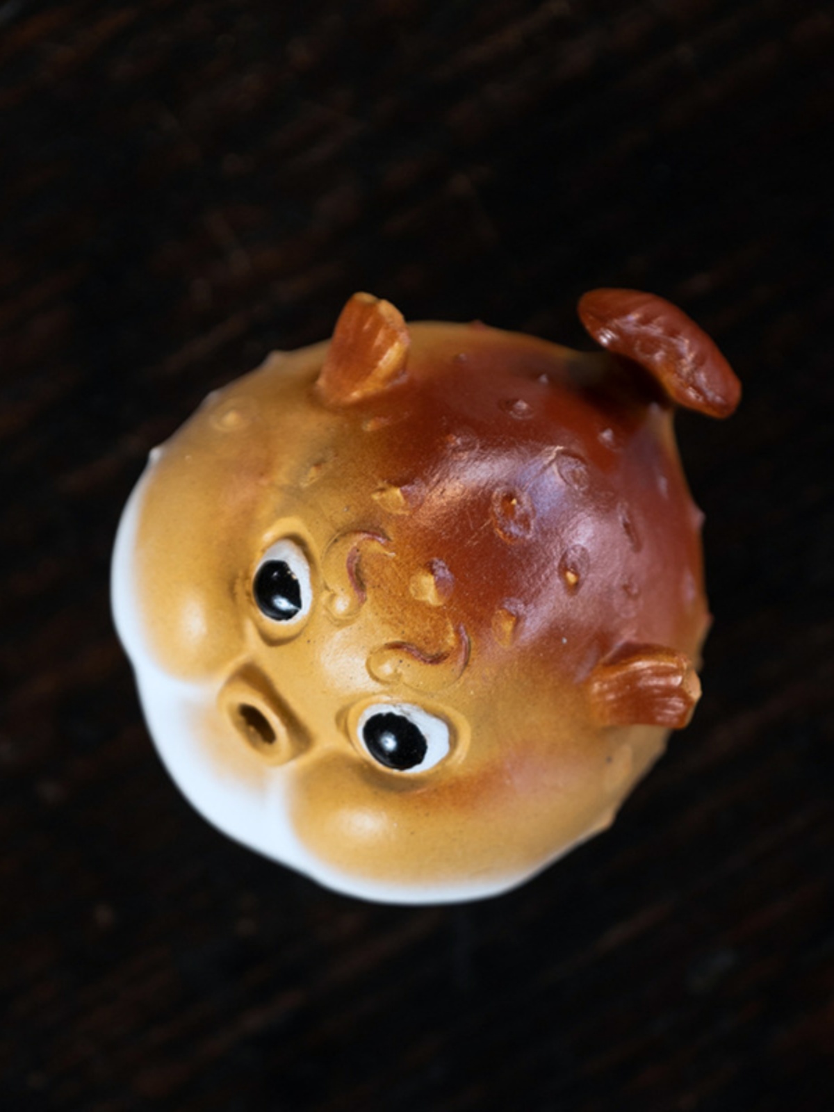 Cute Puffer Figurine, Ceramic Balloonfish Tea Pet/Incense Holder