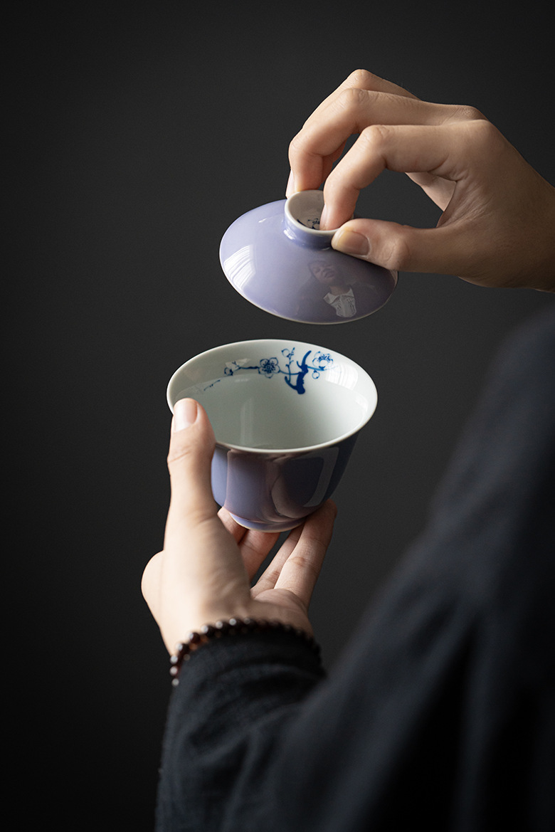 Purple Blum Porcelain Gaiwan 150ml