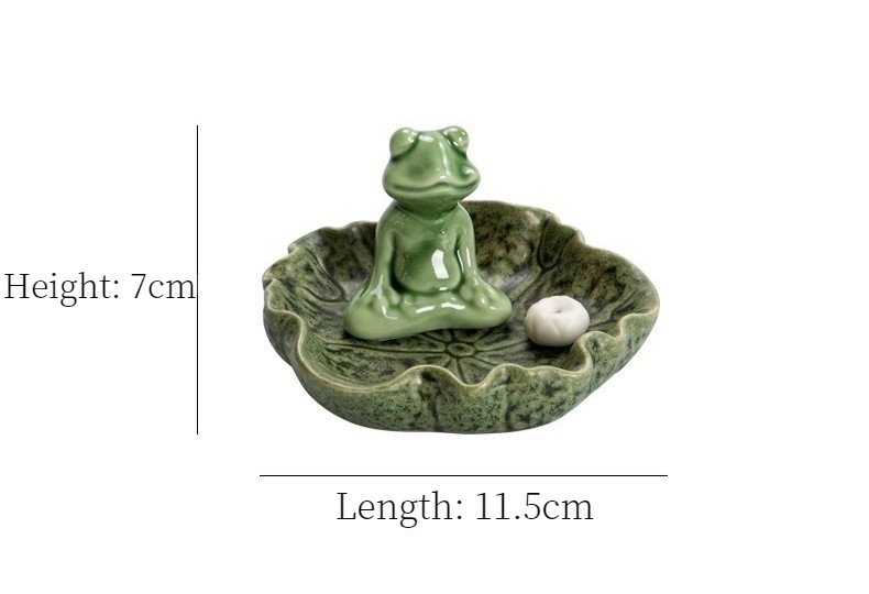 Ceramic Frog Incense Stick Holder, Zen Frog Toad In Meditation