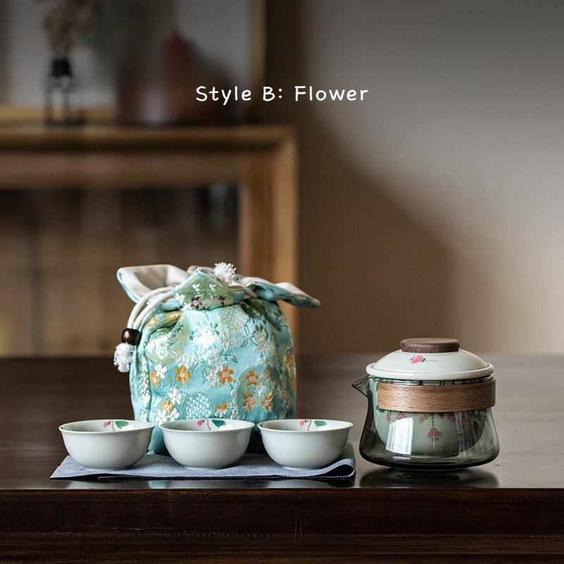 Cute Flower Travel Tea Set 230ml, 6 Styles Optional