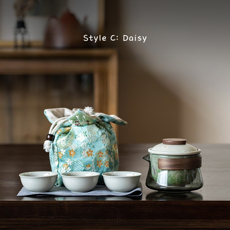 Cute Flower Travel Tea Set 230ml, 6 Styles Optional