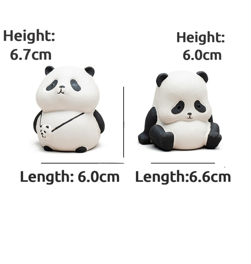 Handmade Tea Pet Set, Ceramic Panda Figurine, Made of Yixing Zisha Clay