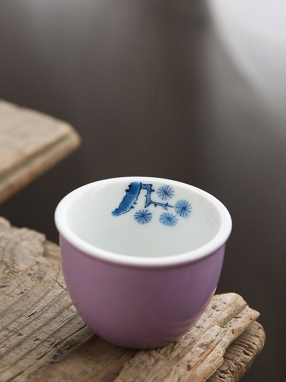 Colorful Tea Cups Set (6PCS) with Flower Pattern 100ml