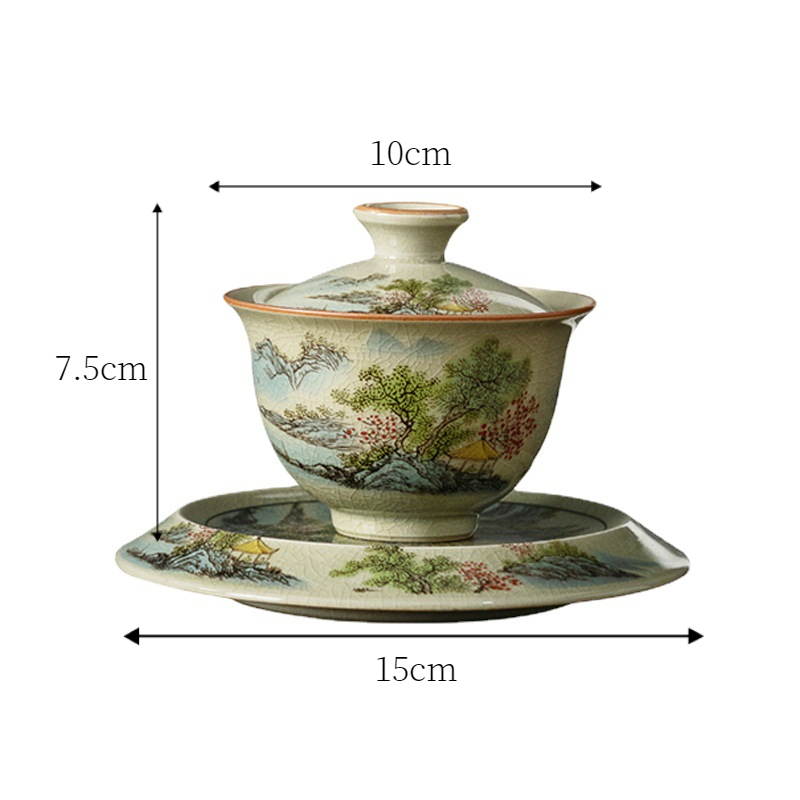 Spring Landscape Gaiwan with Sacuer 160ml