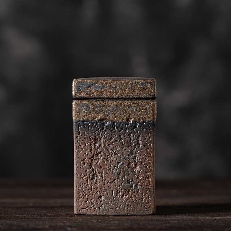 Wabi-Sabi Style Stoneware Tea Caddy