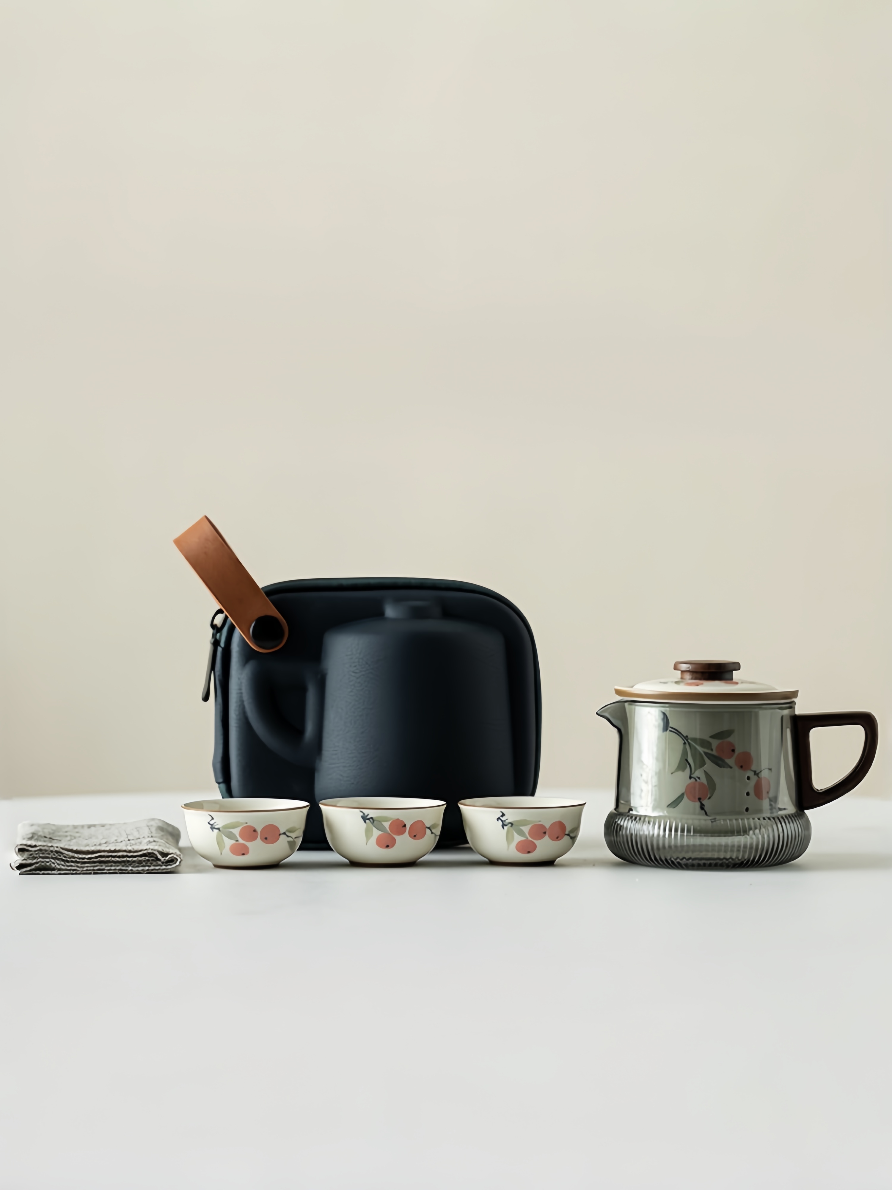 Modern Style Travel Tea Set 250ml, Teapot with infuser+3 Cups