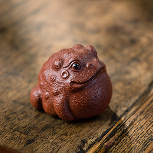 Cute Toad Figurine, Handmade Ceramic Tea Pet, Made of Yixing Zisha Clay