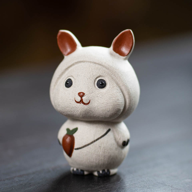 Baby Rabbit Figurine, Ceramic Rabbit Tea Pet