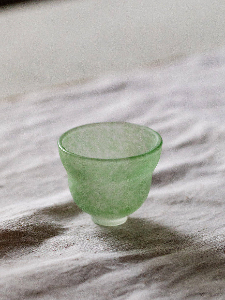 Green Frosted Glass Cup 75ml