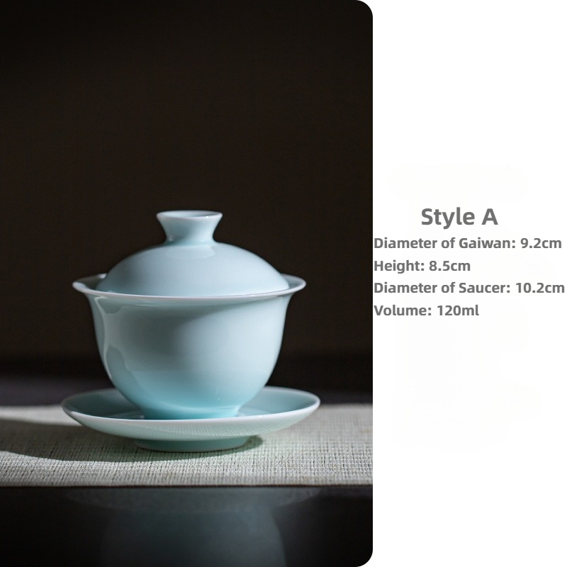 Shadow Green Porcelain Gaiwan with Saucer