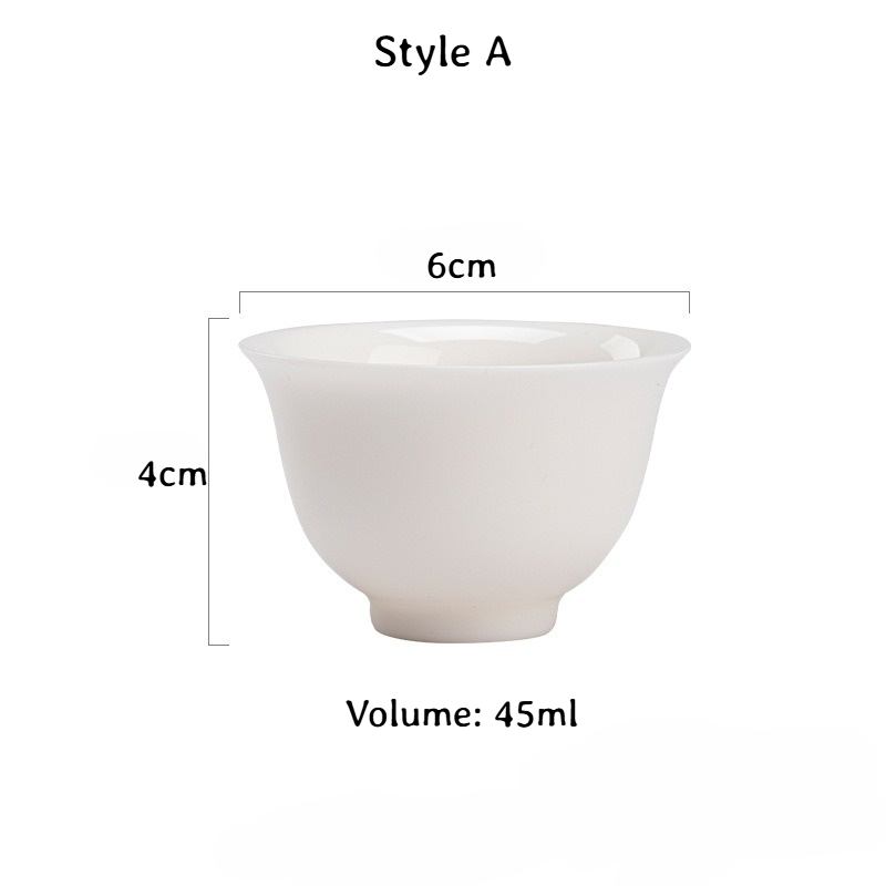 White Porcelain Tea Cup, 6 Styles Optional
