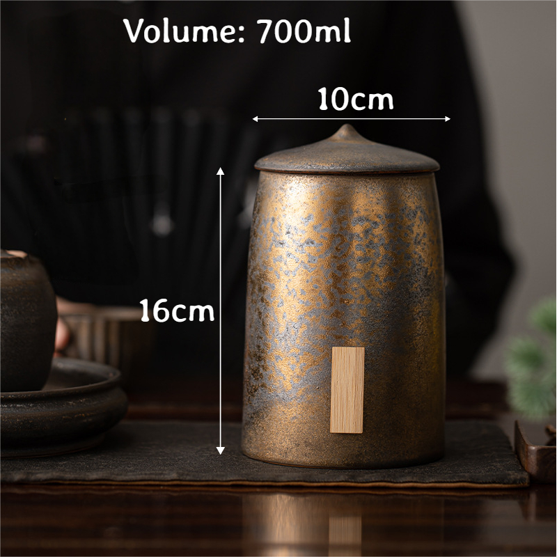 Rust-Glazed Tea Canister 2 Styles Large Volume