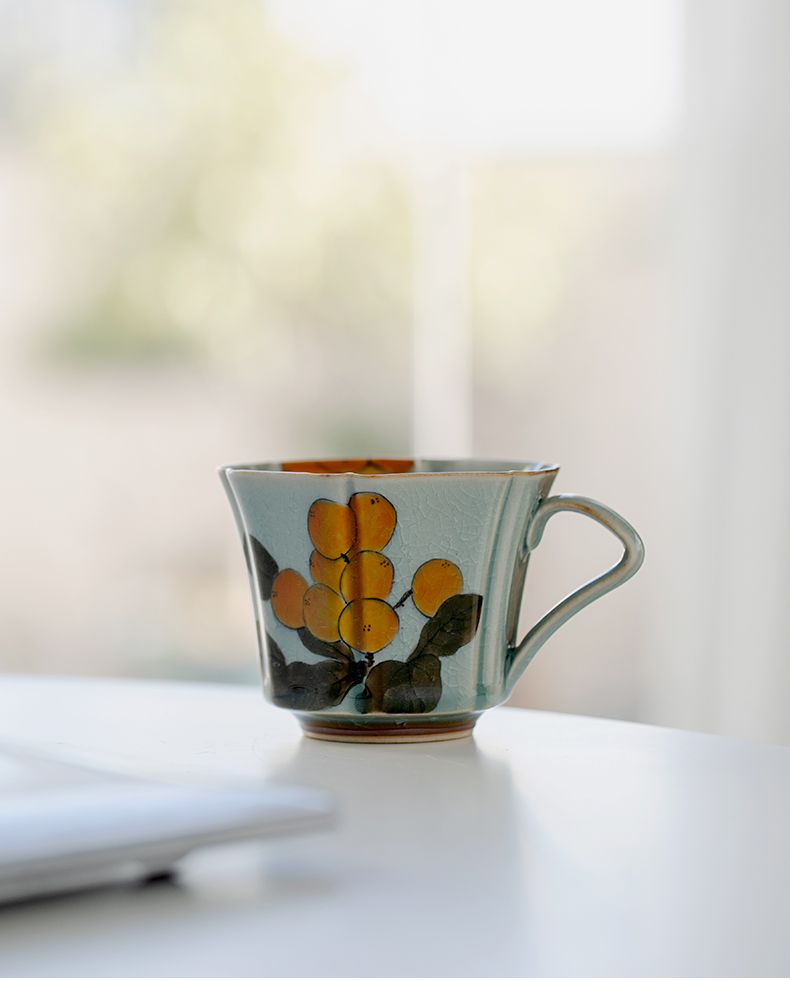 Flower Pattern Mug 180ml, Ice Crackle Porcelain Tea Cup Cappuccino Mug