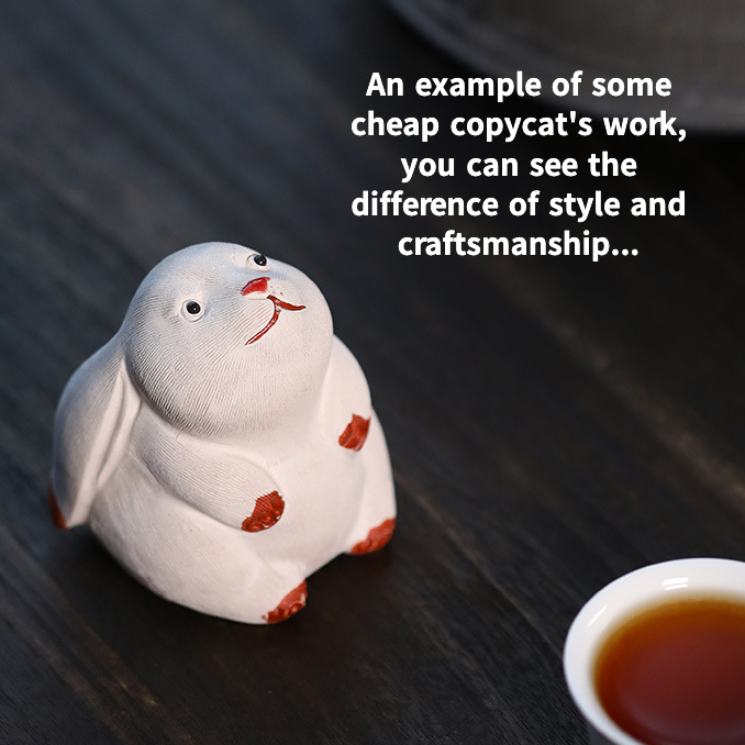 Moon Rabbit Figurine, Handmade Ceramic Tea Pet, Made of Yixing Zisha Clay