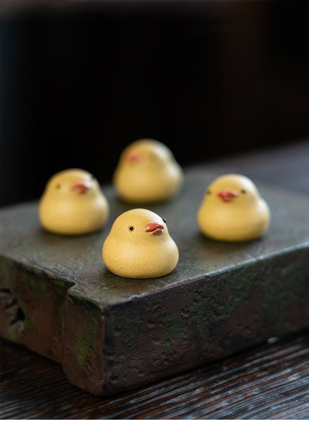 Mini Yellow Duck Figurine, Ceramic Duck Tea Pet