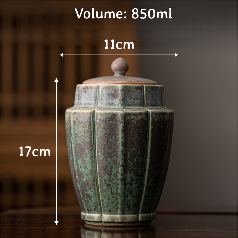 Rust-Glazed Tea Canister 2 Styles Large Volume