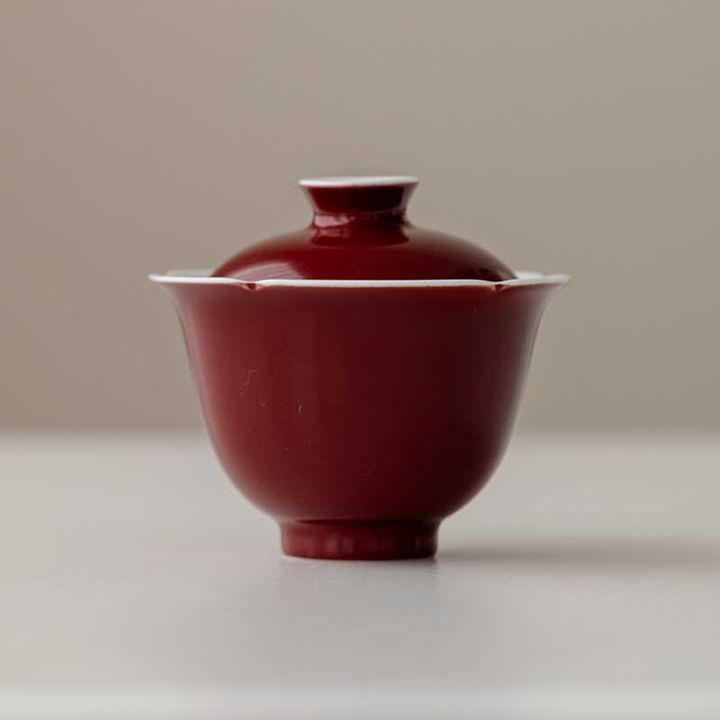 Monochrome Floral Porcelain Gaiwan 140ml, 6 Colors Optional