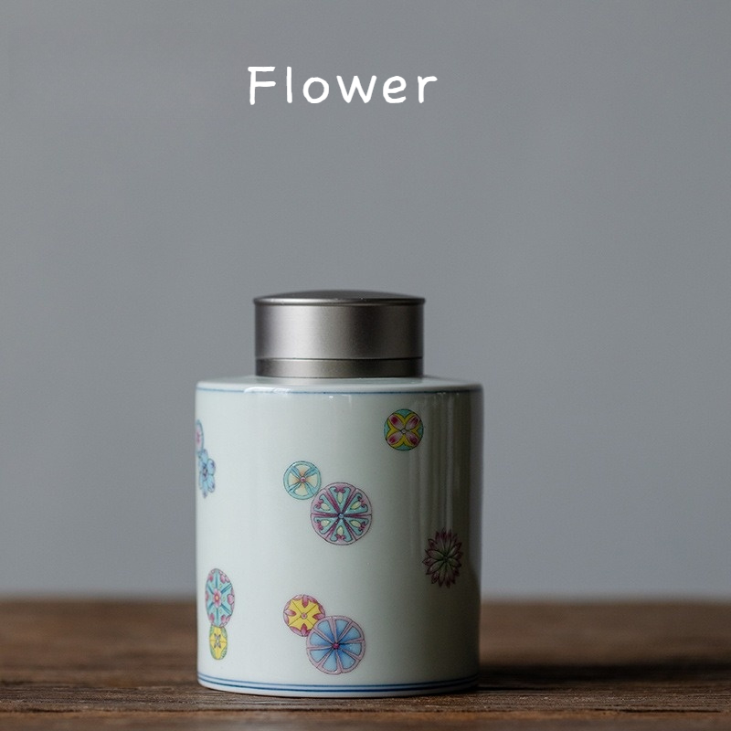 Porcelain Tea Caddy 300ml, 9 Styles Optional