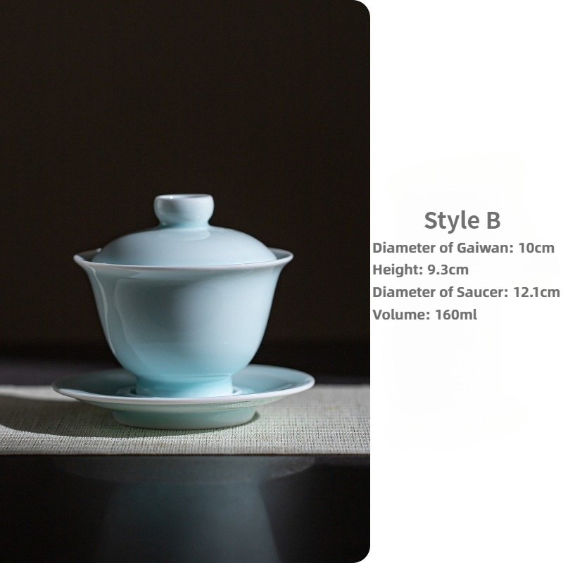 Shadow Green Porcelain Gaiwan with Saucer