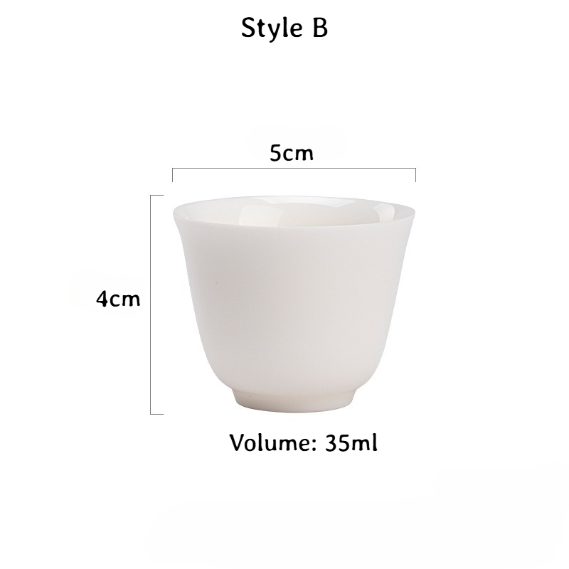 White Porcelain Tea Cup, 6 Styles Optional
