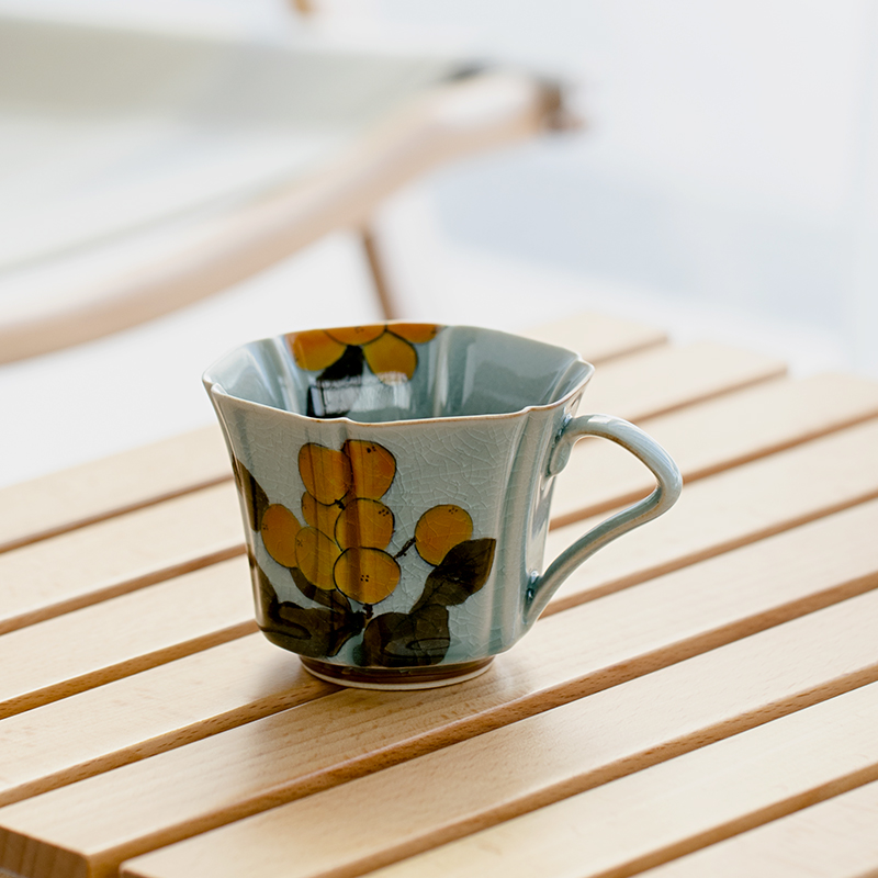 Flower Pattern Mug 180ml, Ice Crackle Porcelain Tea Cup Cappuccino Mug