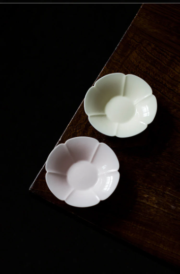 Japanese Style Tealight Candle Holder, Glass Shade+Ash White Porcelain Tray, Tea Room Decor