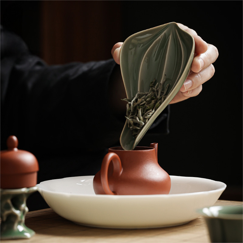 Clover Celadon Porcelain Scoop