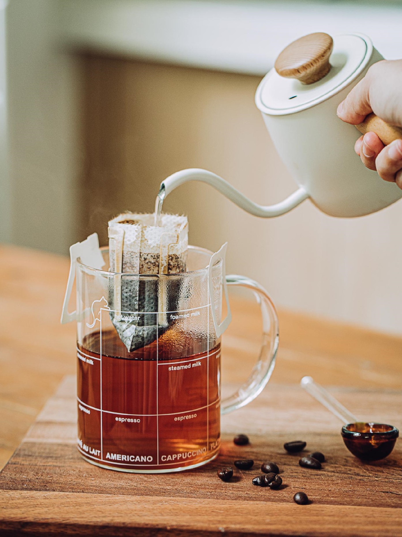 Cat Glass Mug with Coffee Measurement Markings 430ml