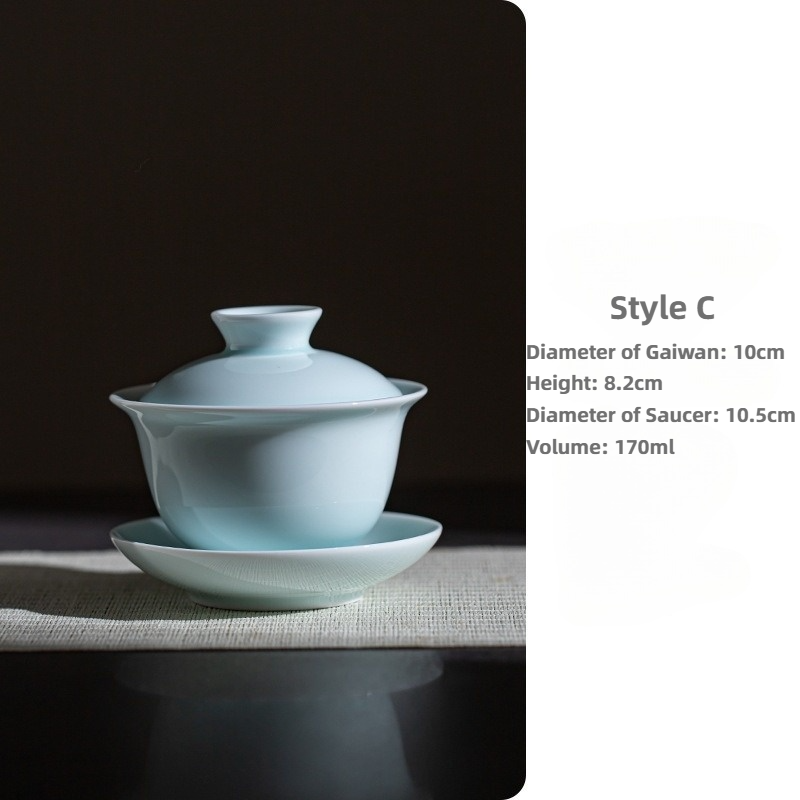 Shadow Green Porcelain Gaiwan with Saucer