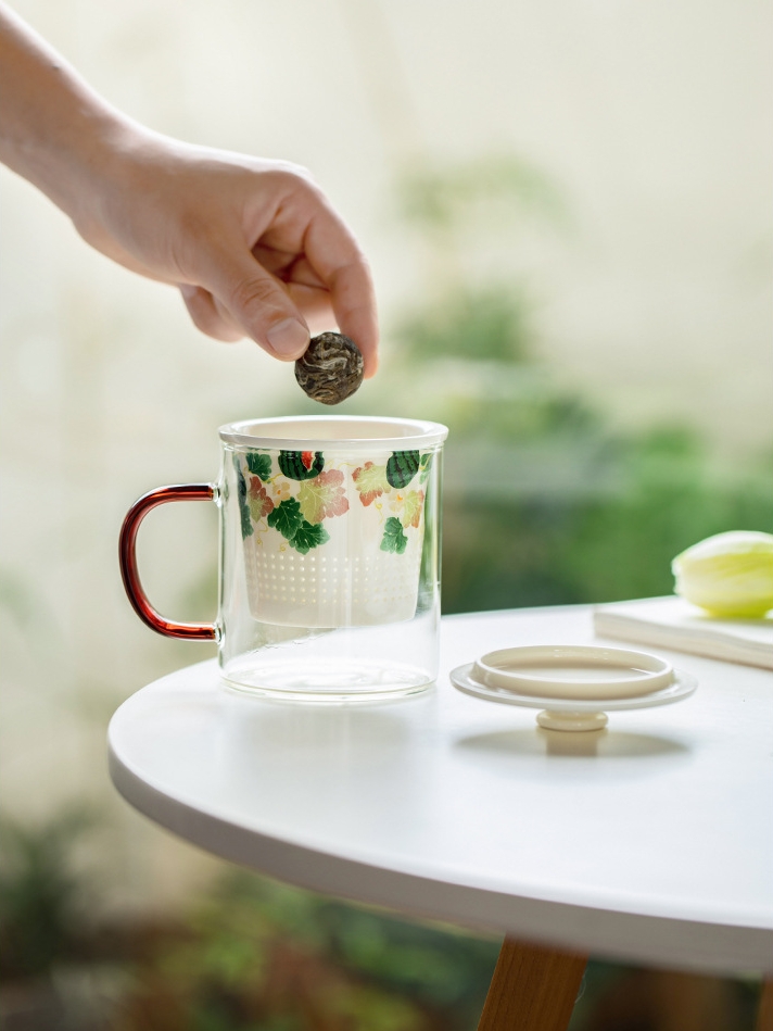 Glass Mug with Porcelain Straner 350ml