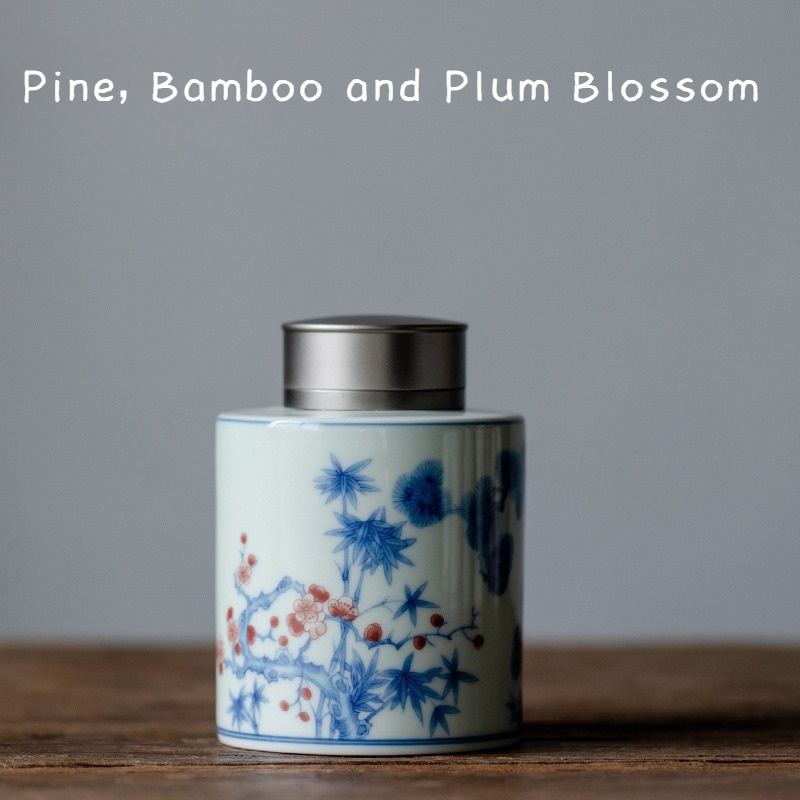 Porcelain Tea Caddy 300ml, 9 Styles Optional