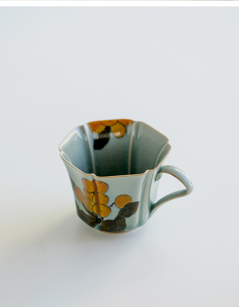 Flower Pattern Mug 180ml, Ice Crackle Porcelain Tea Cup Cappuccino Mug