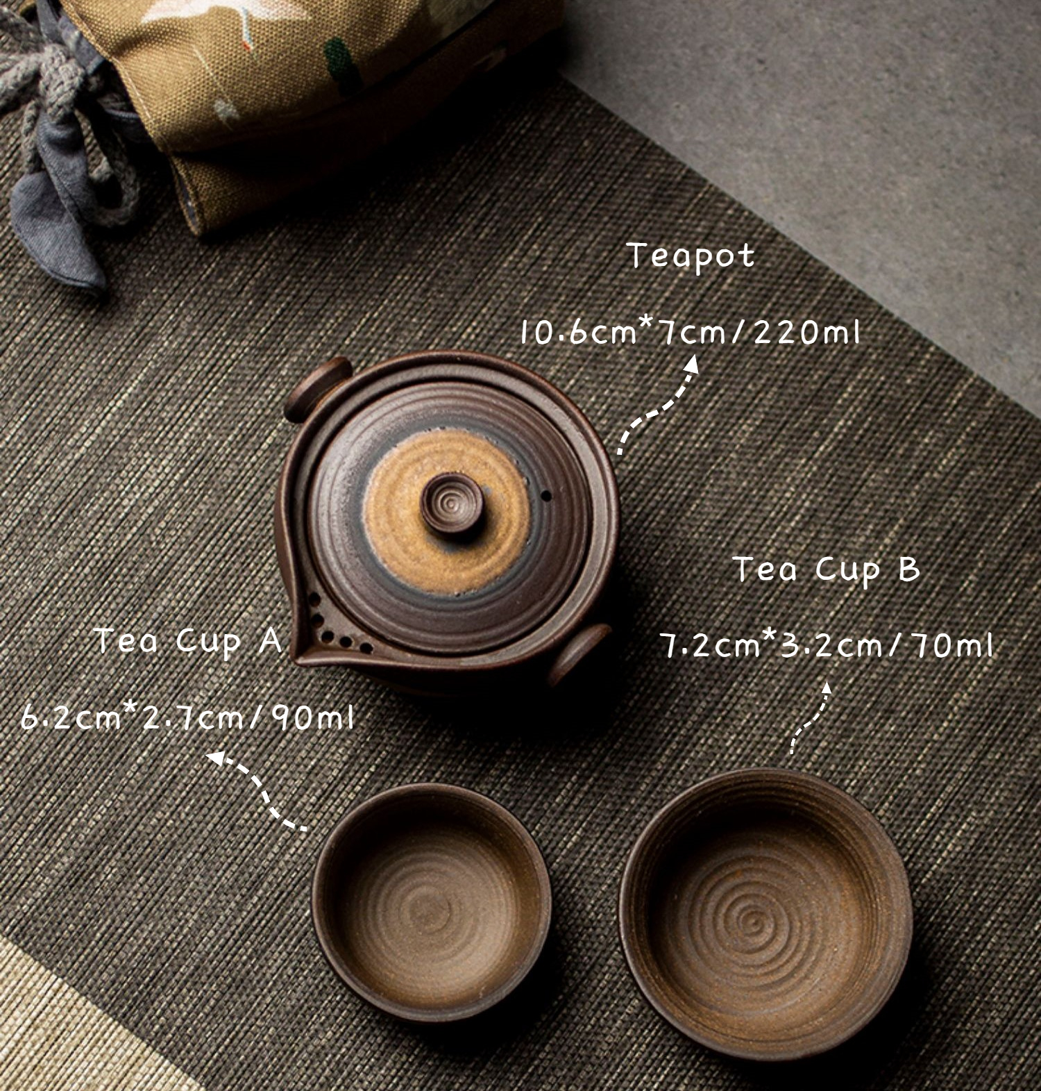 Rust-Glazed Travel Tea Set 220ml