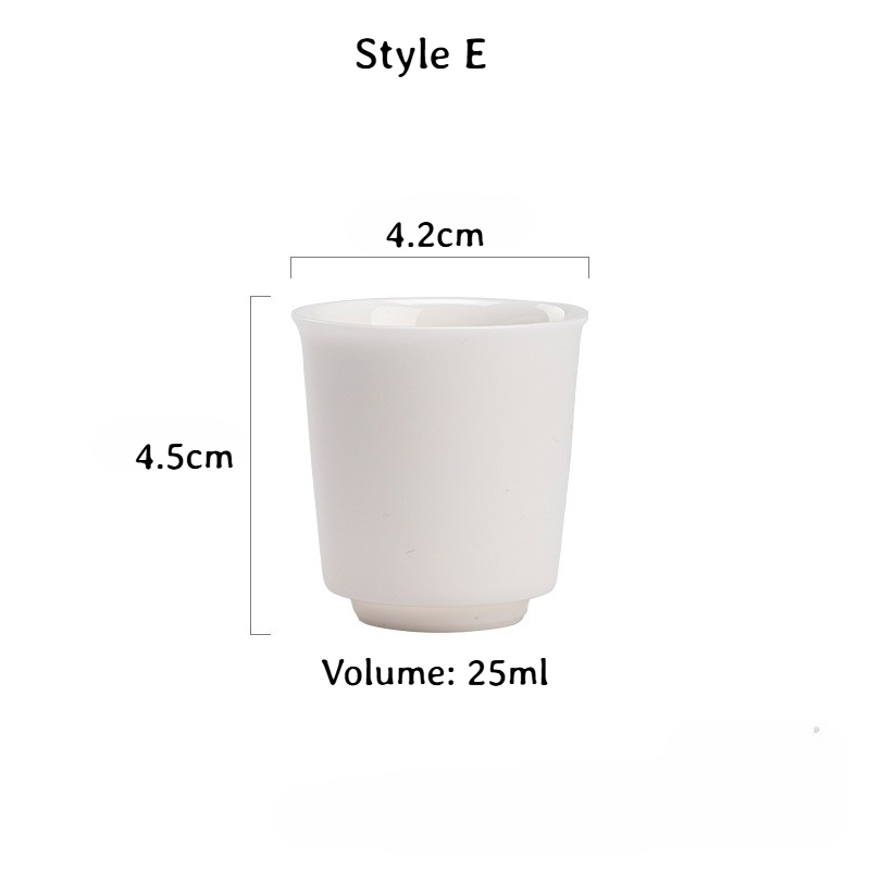 White Porcelain Tea Cup, 6 Styles Optional