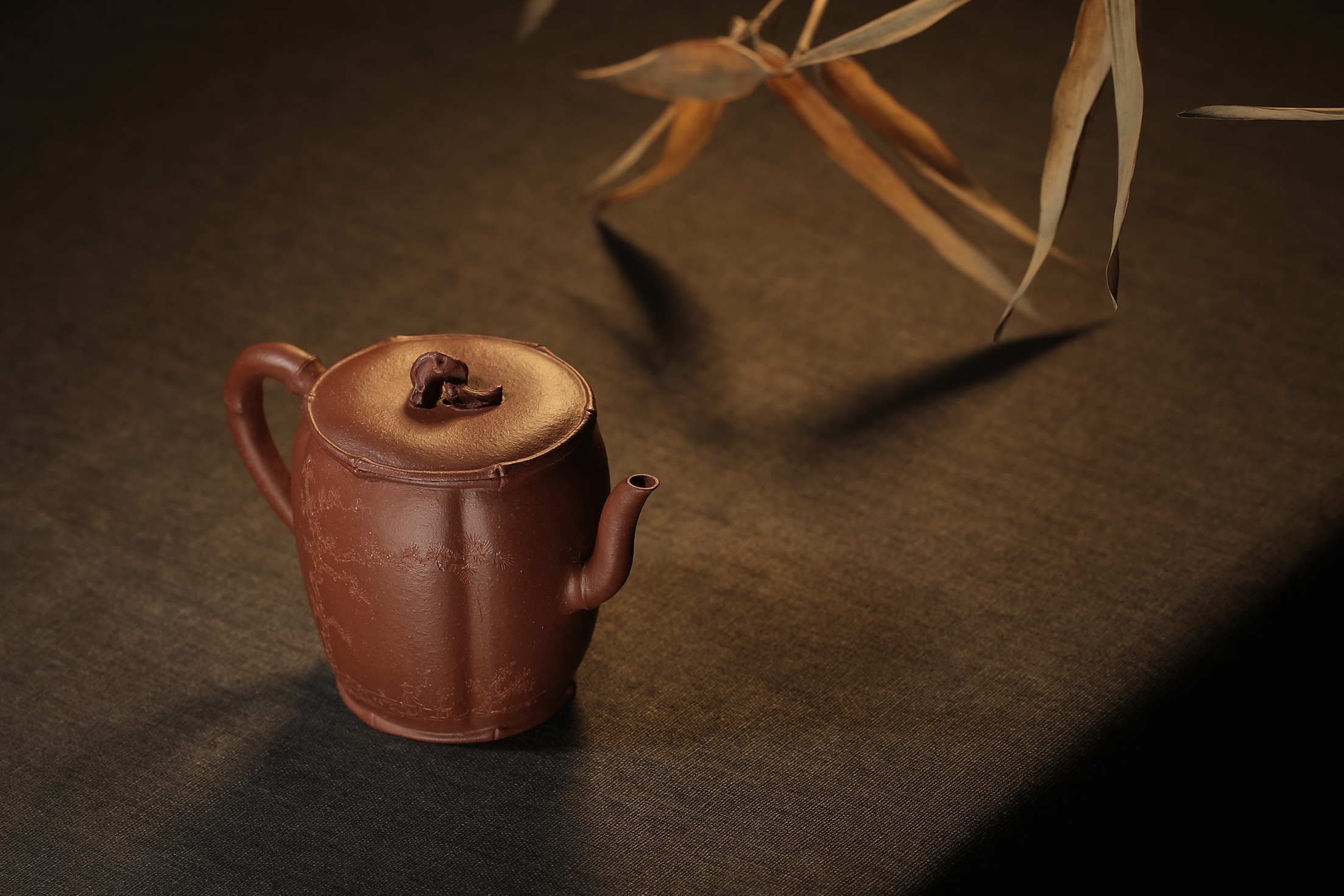 the "Slim Bamboo", Yixing Purple Clay (Zisha) Teapot, Handmade Kung Fu Teapot 230ml