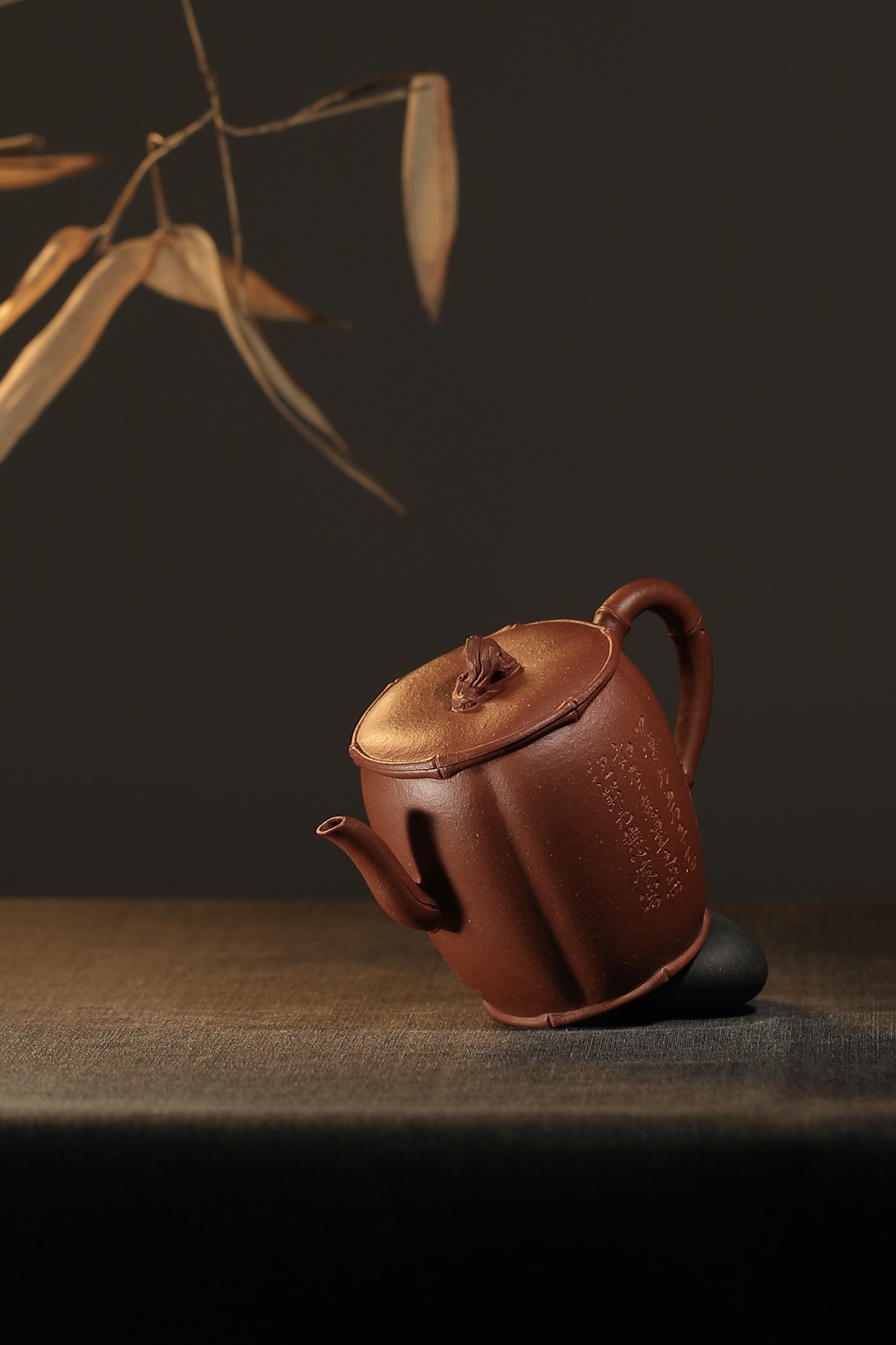 the "Slim Bamboo", Yixing Purple Clay (Zisha) Teapot, Handmade Kung Fu Teapot 230ml