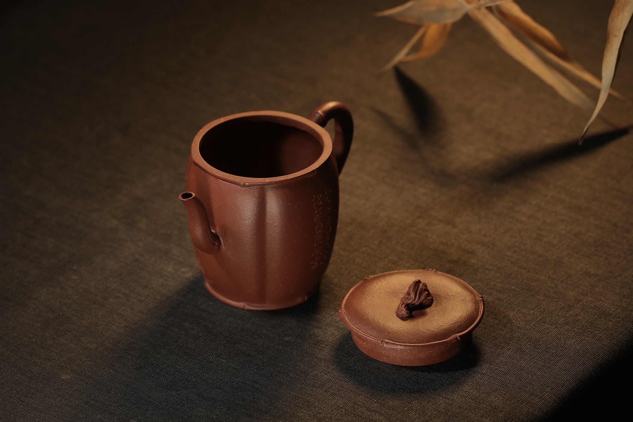 the "Slim Bamboo", Yixing Purple Clay (Zisha) Teapot, Handmade Kung Fu Teapot 230ml