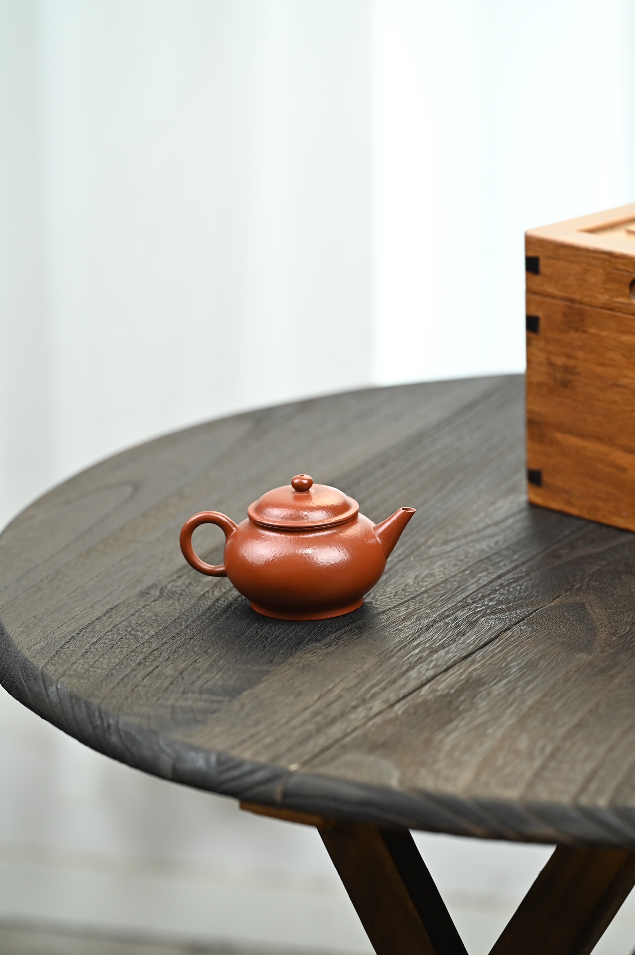 the "Dual Line Horizonal", Yixing Purple Clay (Zisha) Teapot 130ml, Handmade Kung Fu Teapot