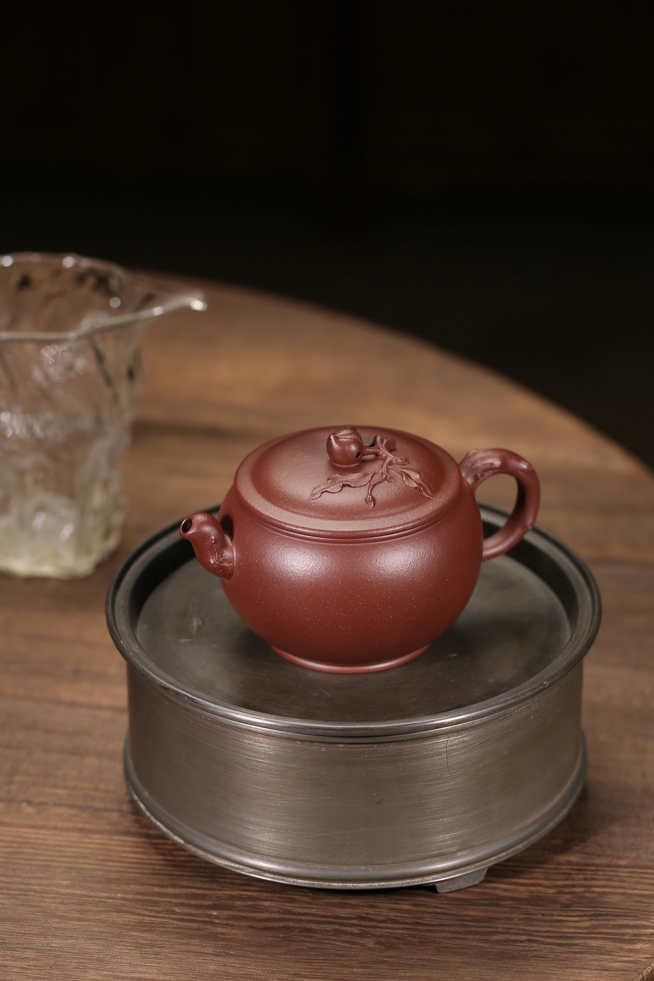 the "Blessed Peach", Yixing Purple Clay (Zisha) Teapot 200ml, Handmade Kung Fu Teapot