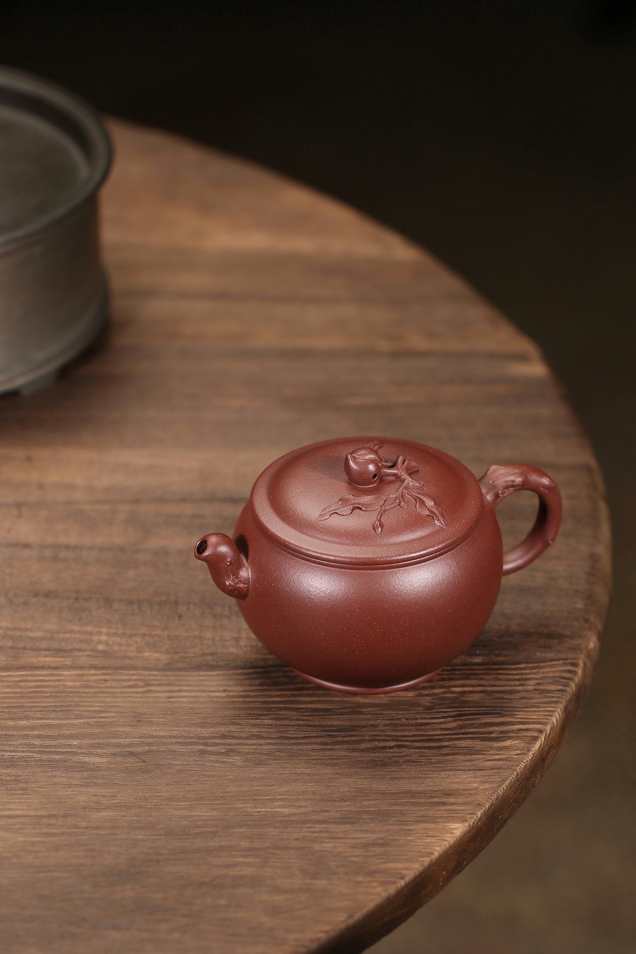 the "Blessed Peach", Yixing Purple Clay (Zisha) Teapot 200ml, Handmade Kung Fu Teapot