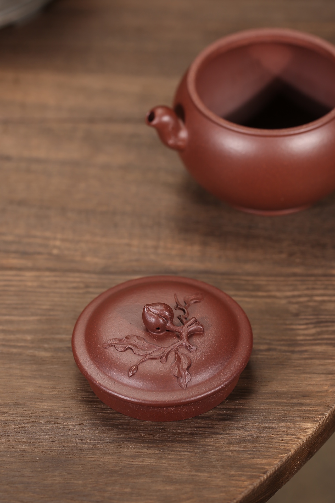 the "Blessed Peach", Yixing Purple Clay (Zisha) Teapot 200ml, Handmade Kung Fu Teapot