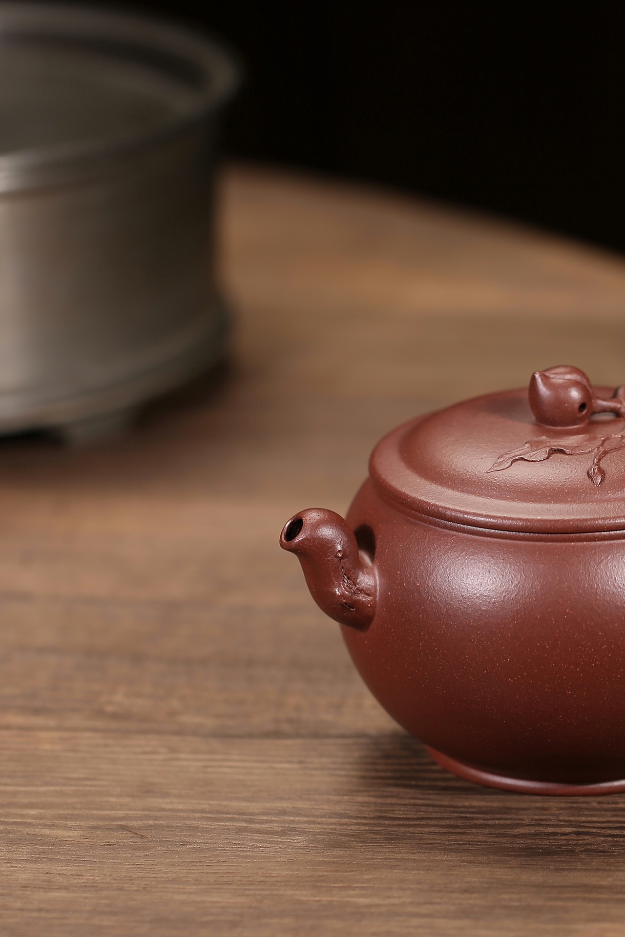 the "Blessed Peach", Yixing Purple Clay (Zisha) Teapot 200ml, Handmade Kung Fu Teapot