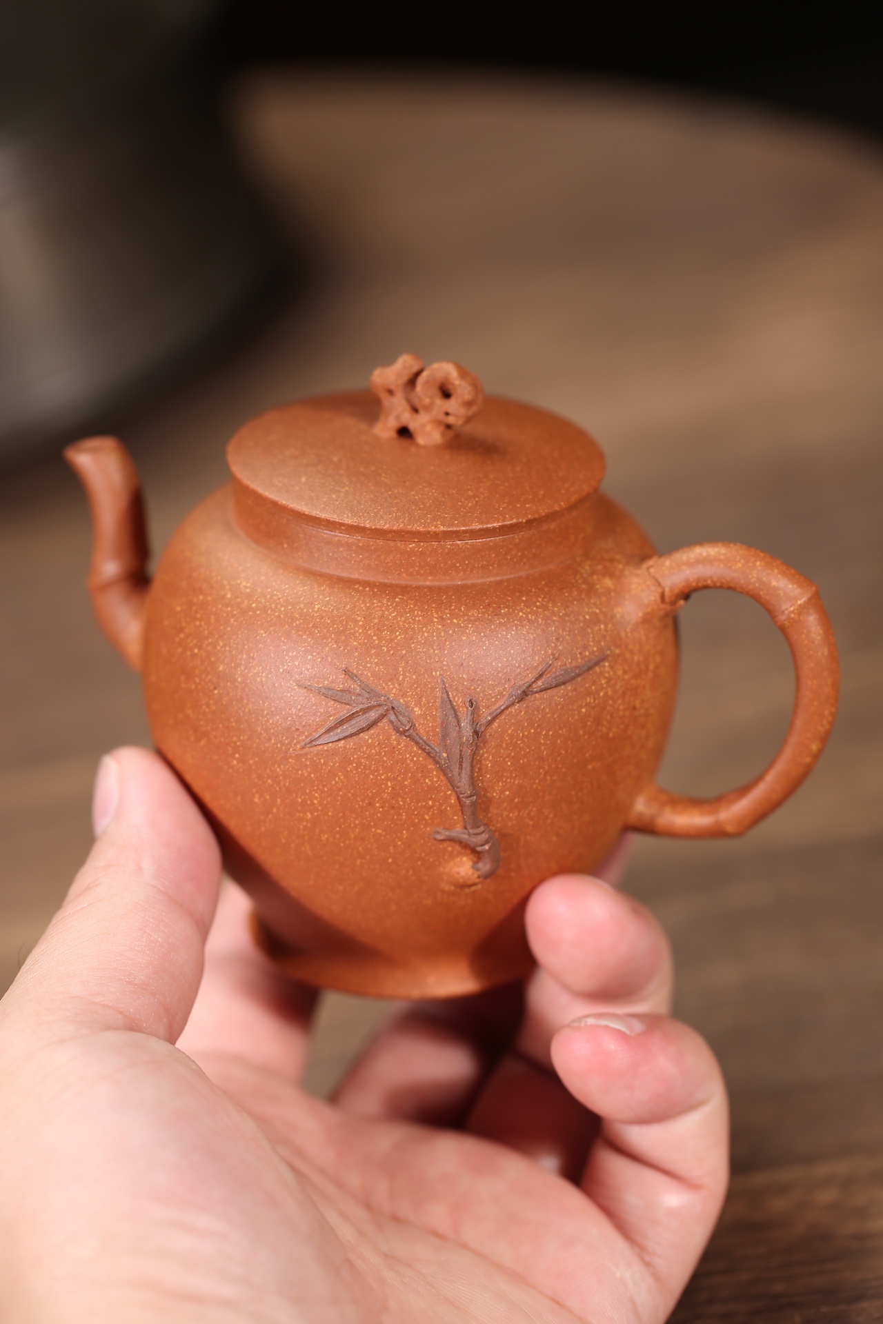 the "Bamboo Style", Yixing Purple Clay (Zisha) Teapot, Handmade Kung Fu Teapot 200ml