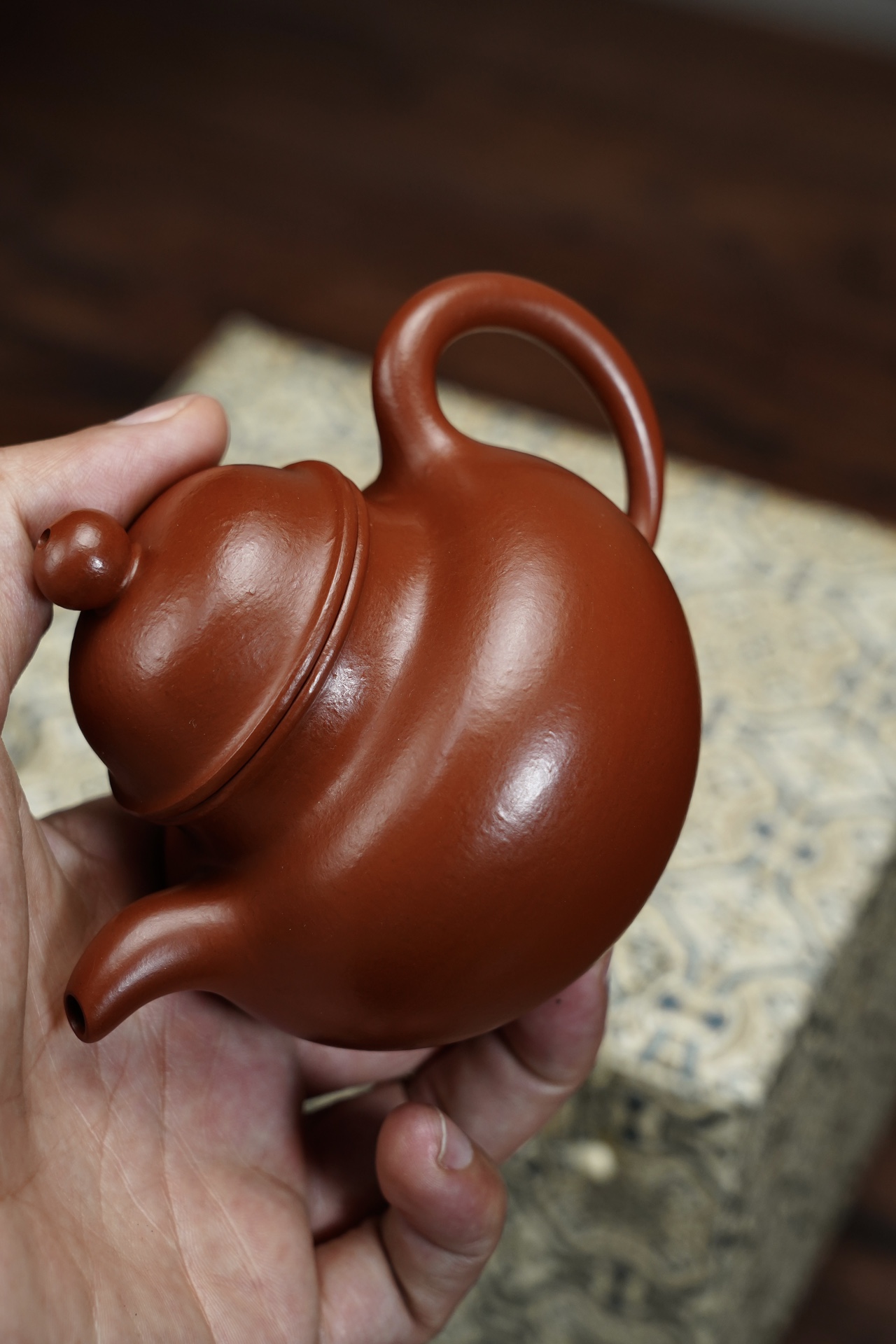 the "Duo Qiu", Yixing Purple Clay (Zisha) Teapot 180ml, Handmade Kung Fu Teapot