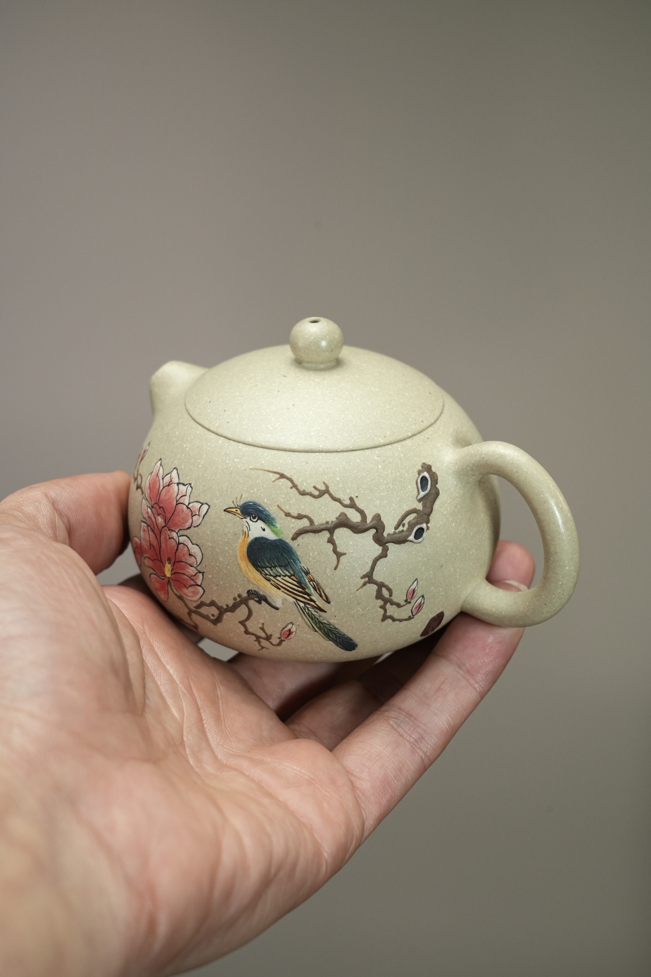the "Xishi with Flower and Bird", Yixing Purple Clay (Zisha) Teapot 160ml
