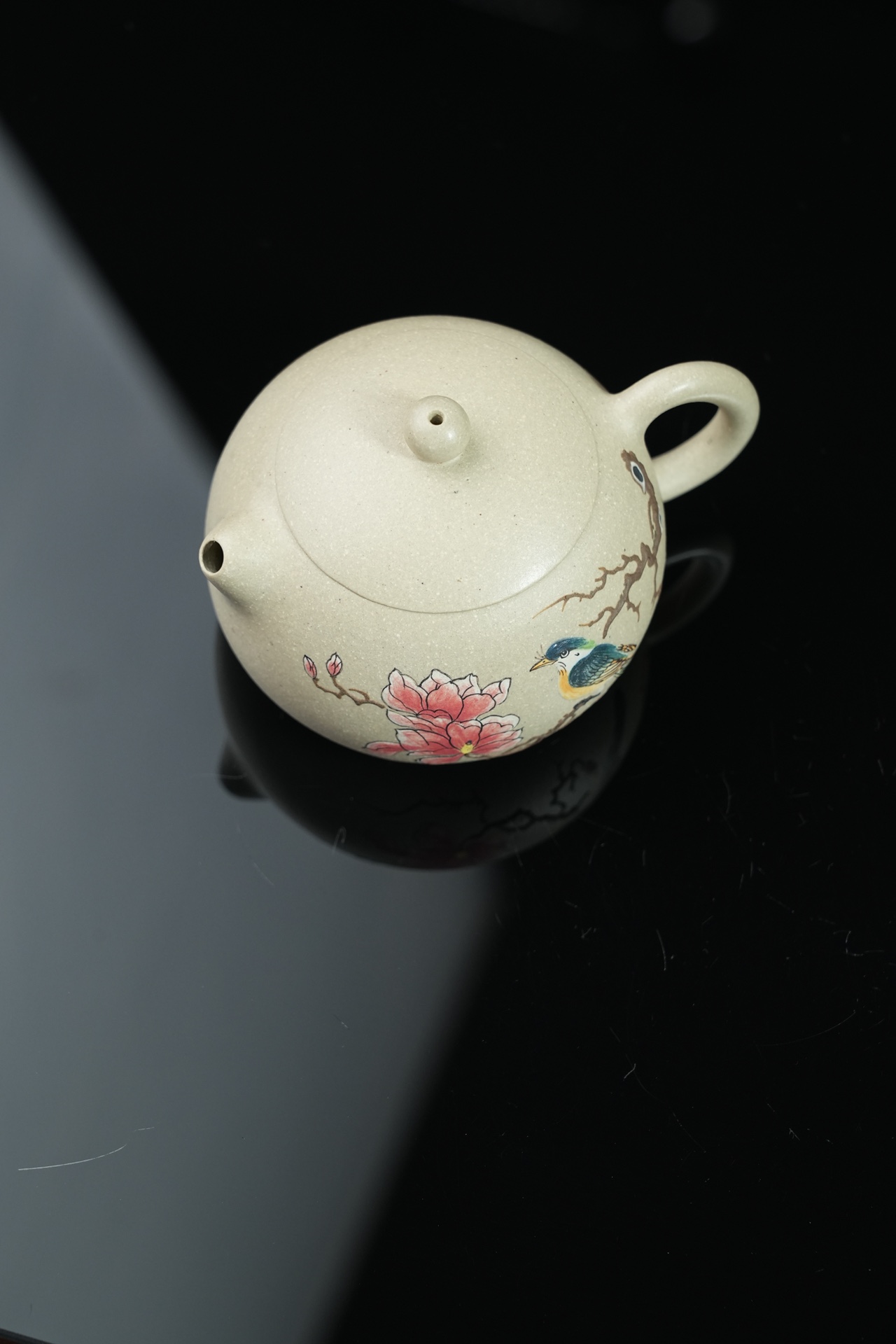 the "Xishi with Flower and Bird", Yixing Purple Clay (Zisha) Teapot 160ml