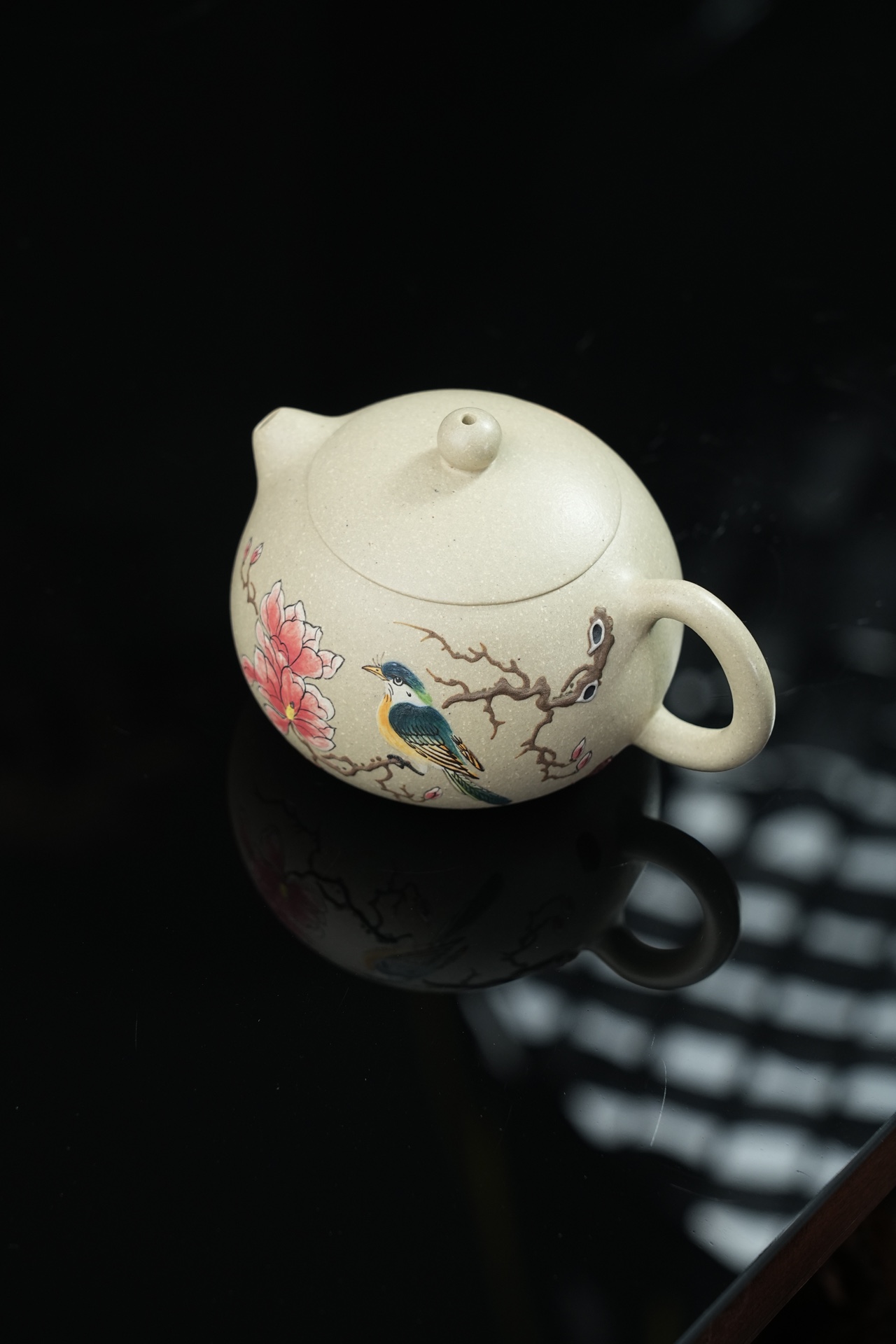 the "Xishi with Flower and Bird", Yixing Purple Clay (Zisha) Teapot 160ml